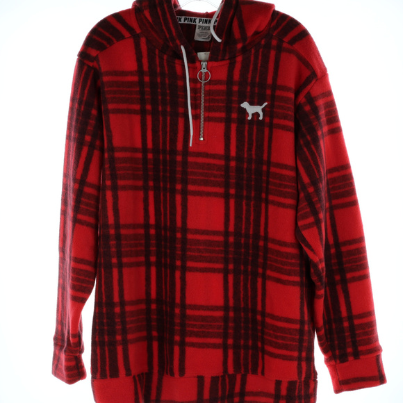 PINK Victoria's Secret Jackets & Blazers - Pink VS Plaid pullover hoodie Jacket NWT